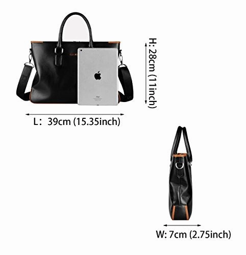 Saierlong New Mens Black Genuine Leather Briefcase Shoulder Laptop Business Bag