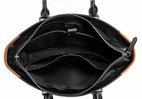 Saierlong New Mens Black Genuine Leather Briefcase Shoulder Laptop Business Bag