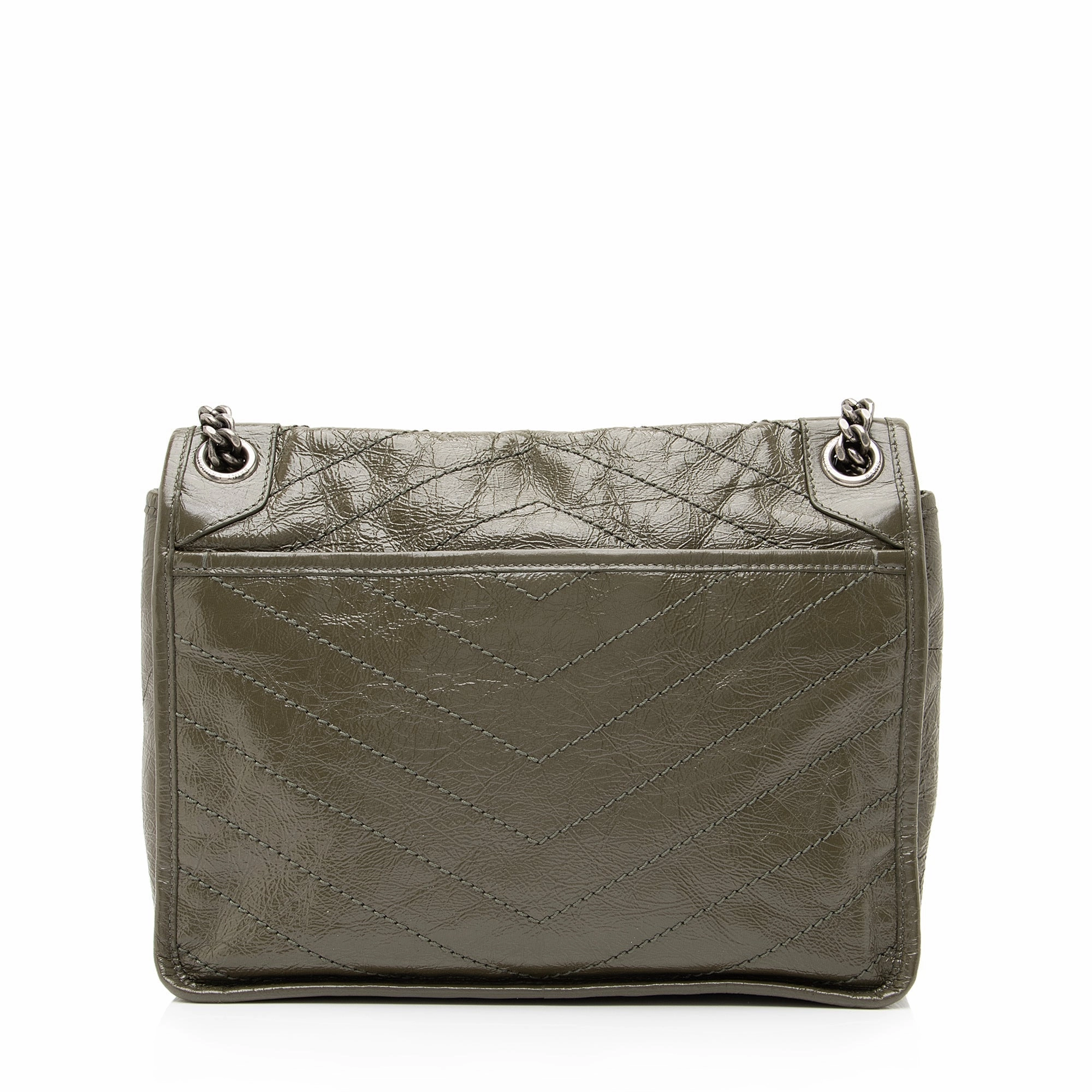 Saint Laurent Crinkled Calfskin Monogram Niki Medium Shoulder Bag (SHF-23860)