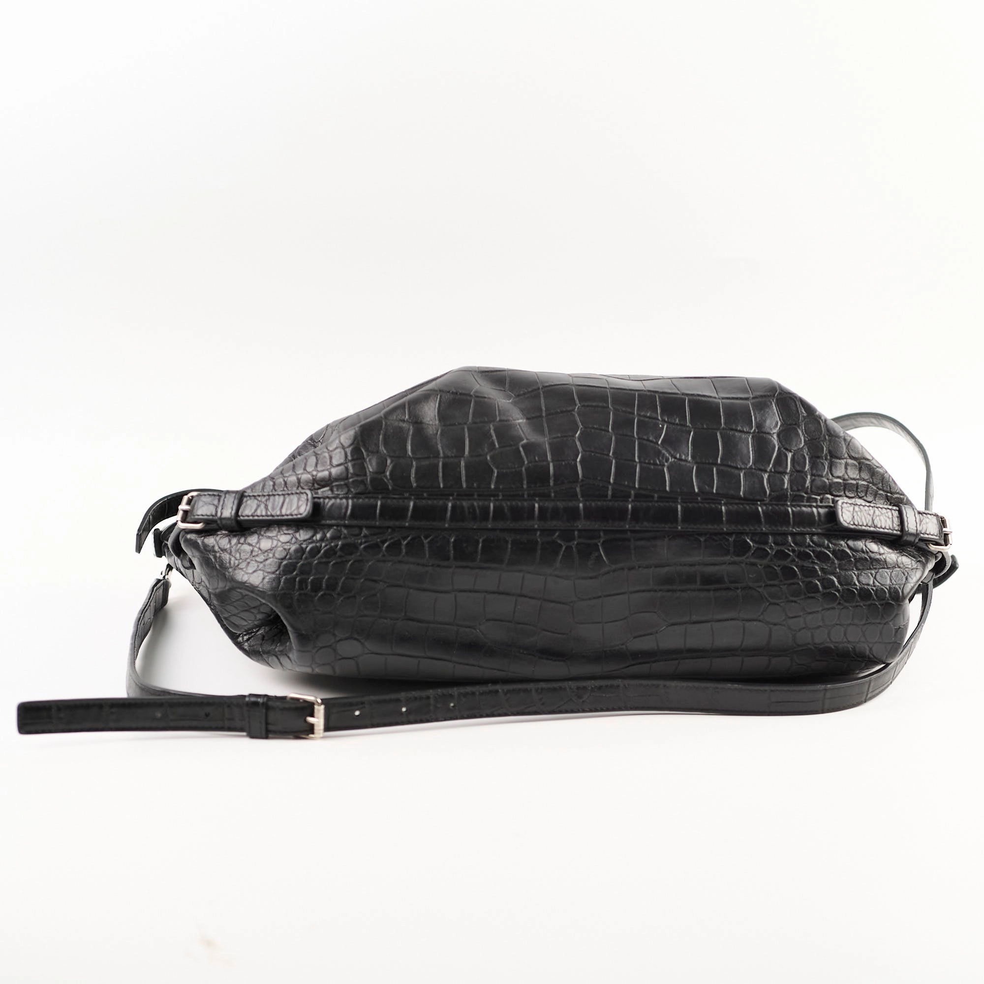 Saint Laurent Croc Embossed Tote Black