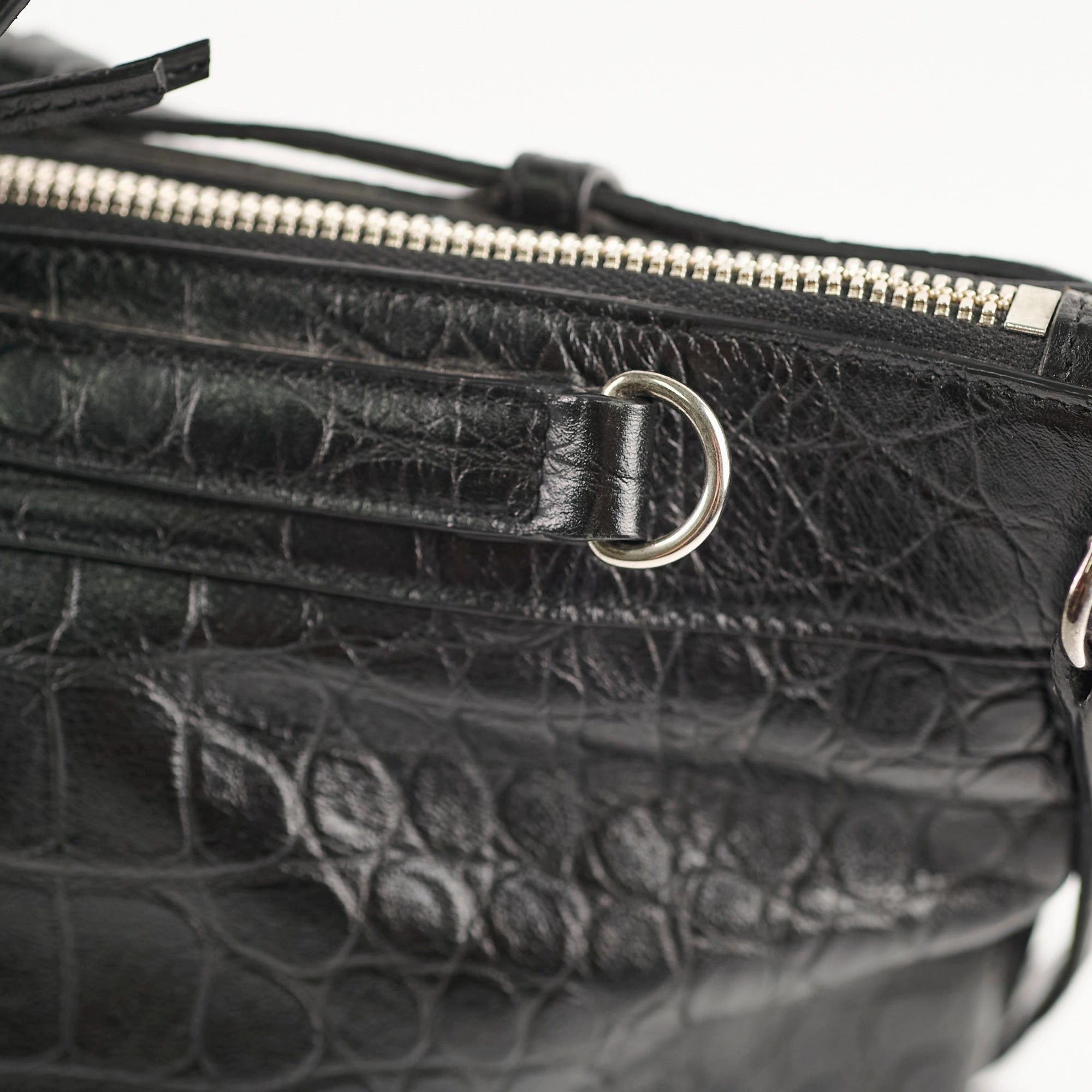 Saint Laurent Croc Embossed Tote Black