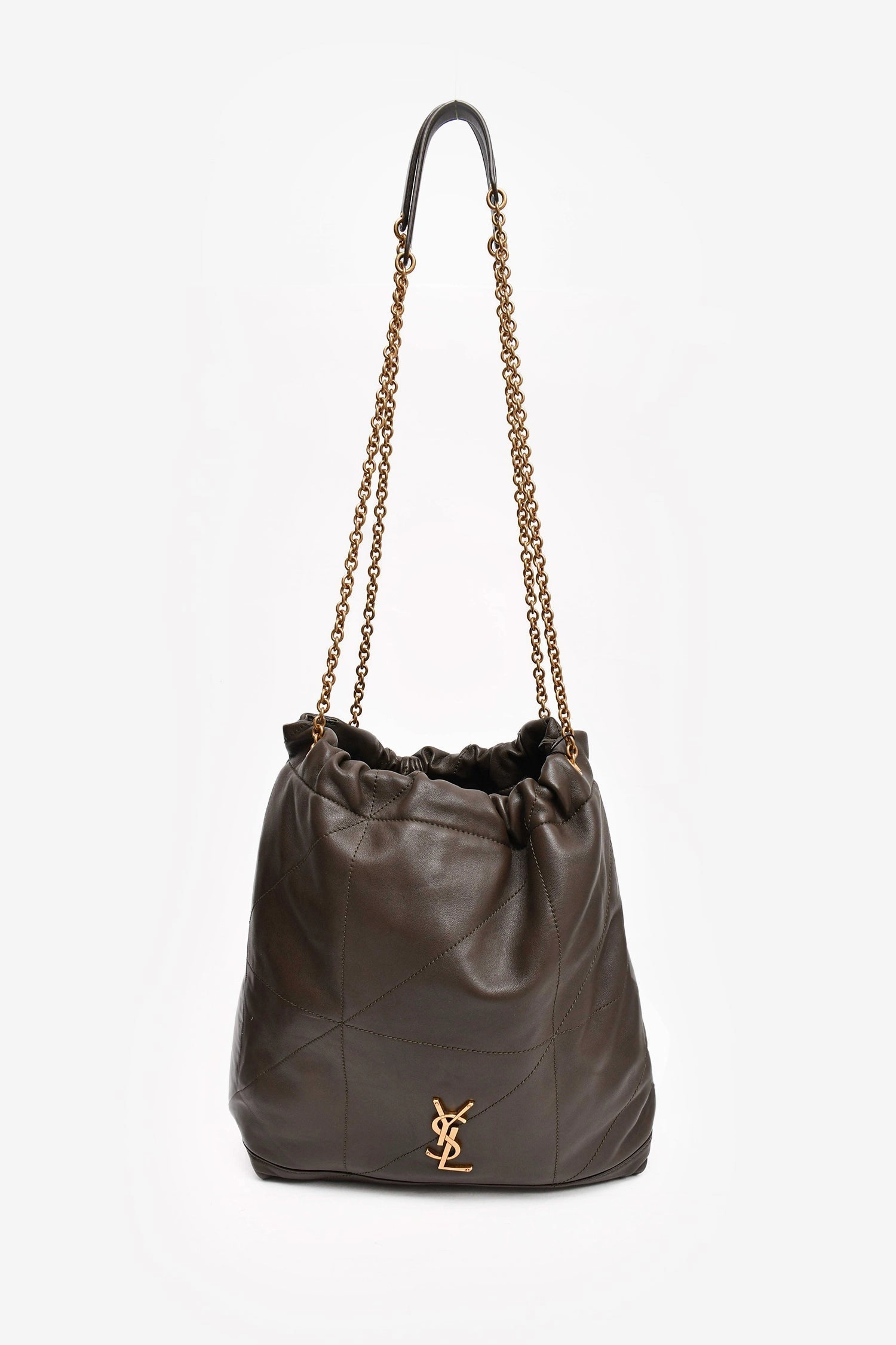 Saint Laurent Dark Green 'Light Musk' Jamie Pochon Shoulder Bag with Pouch