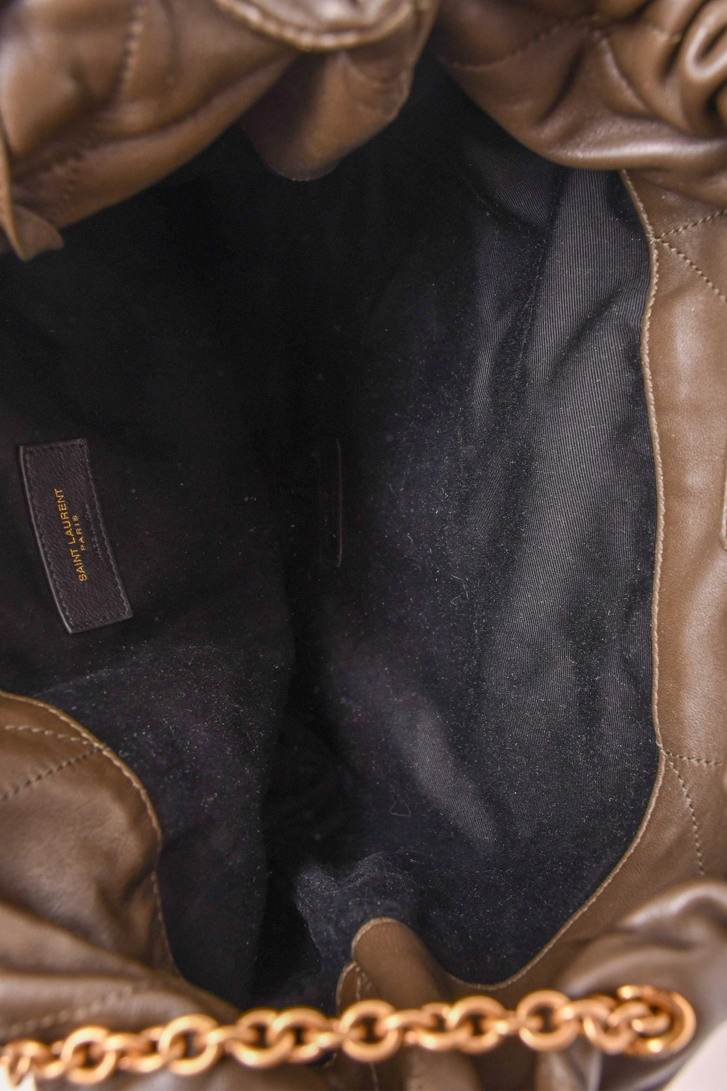 Saint Laurent Dark Green 'Light Musk' Jamie Pochon Shoulder Bag with Pouch