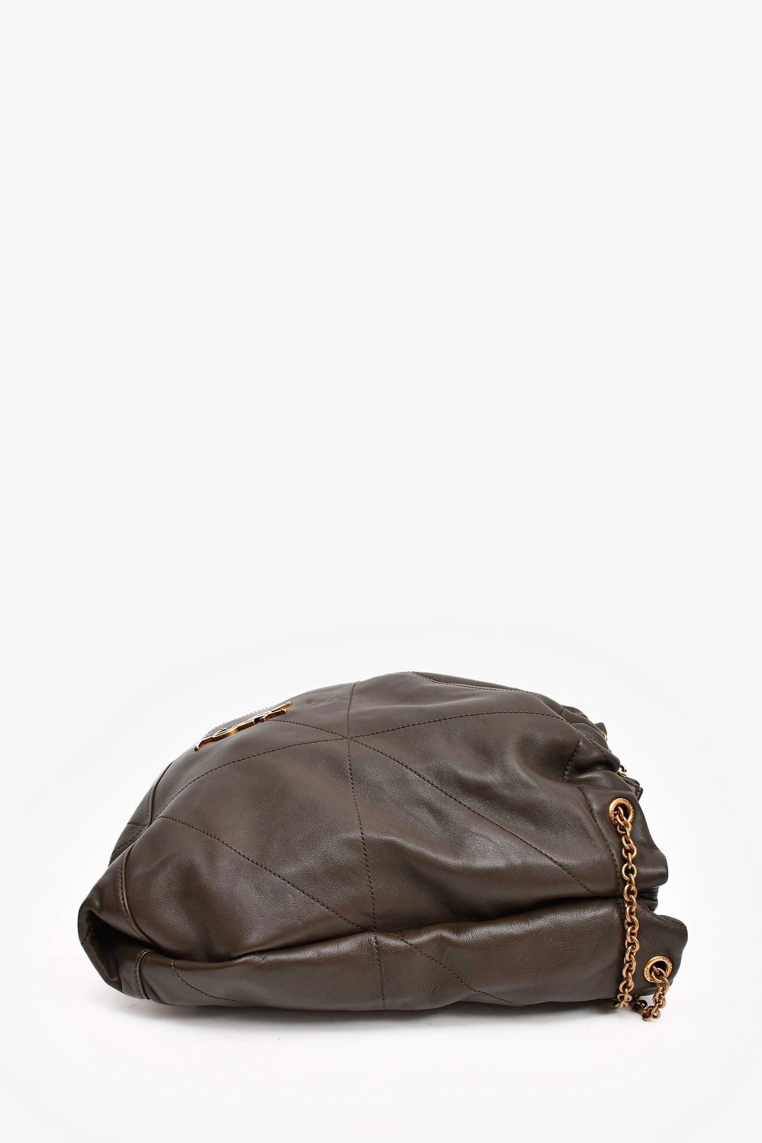 Saint Laurent Dark Green 'Light Musk' Jamie Pochon Shoulder Bag with Pouch
