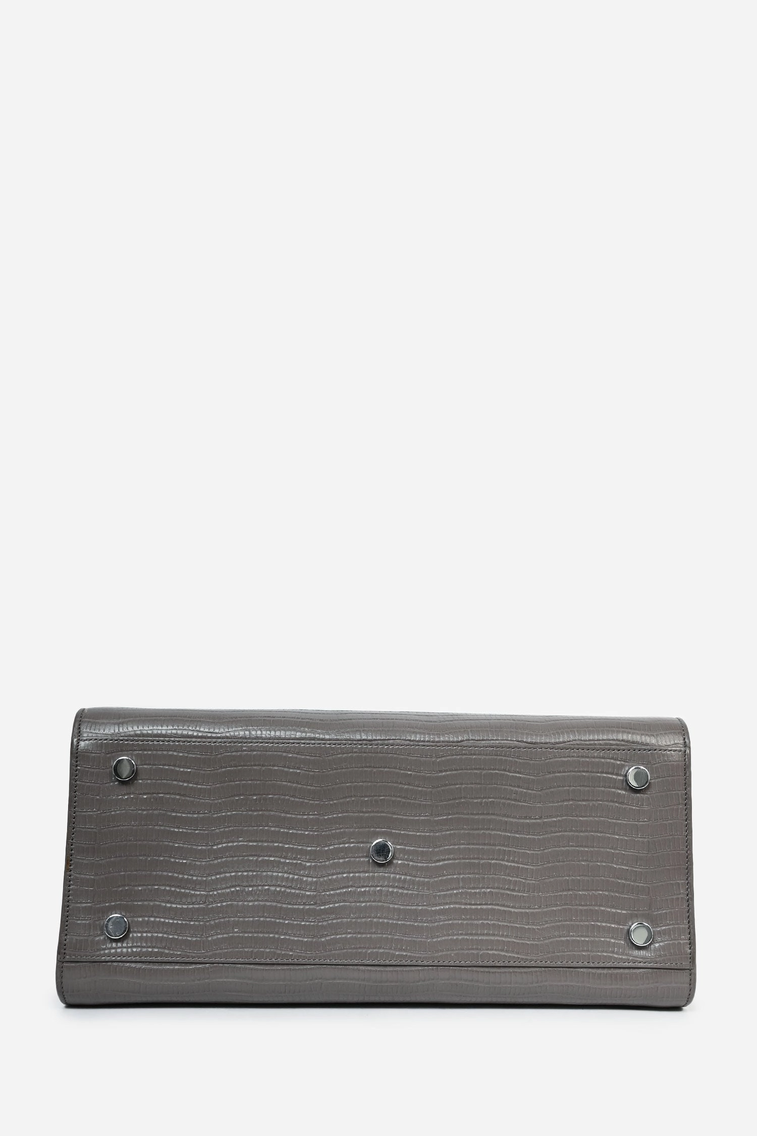 Saint Laurent Grey Croc Embossed Small Sac de Jour Top Handle with Strap