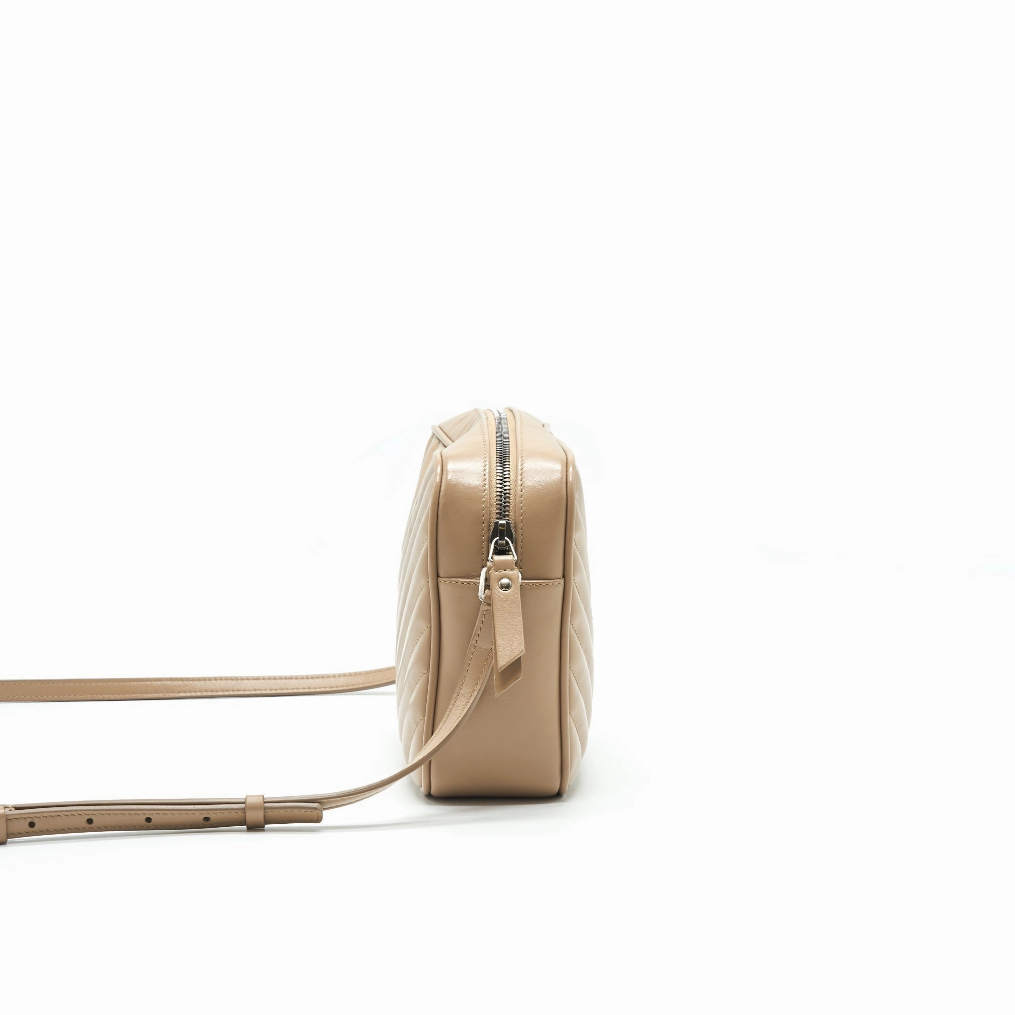 SAINT LAURENT Lou Camera Leather Crossbody Bag Beige