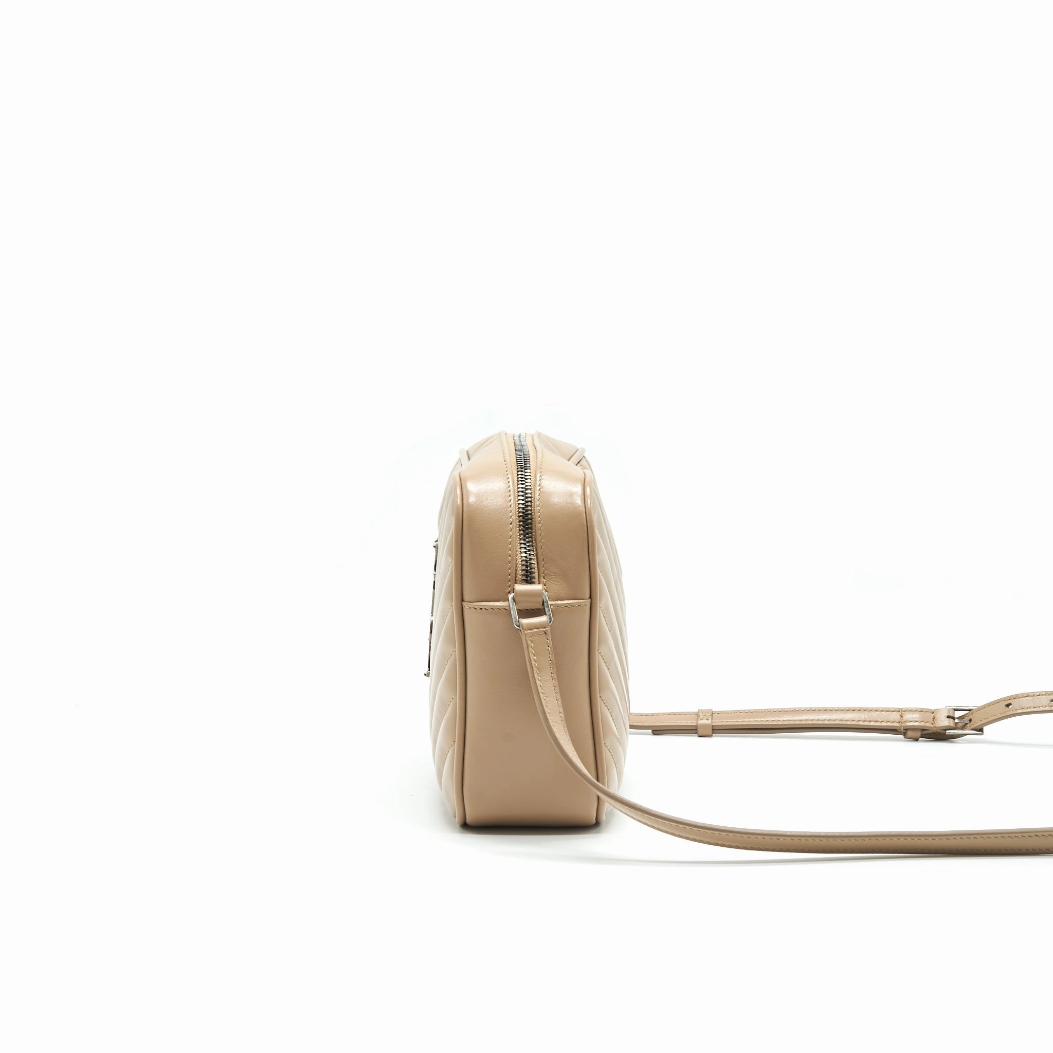SAINT LAURENT Lou Camera Leather Crossbody Bag Beige