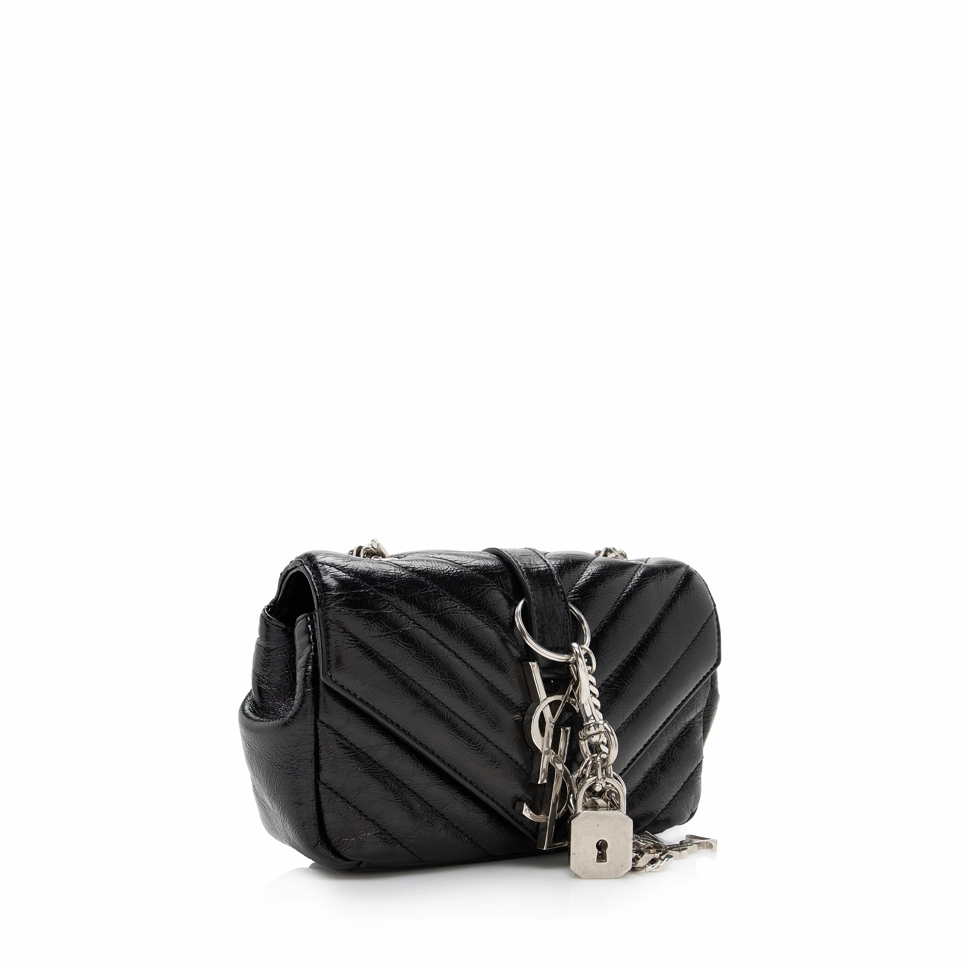 Saint Laurent Matelasse Calfskin Monogram Punk Chain Baby Crossbody Bag (SHF-22834)