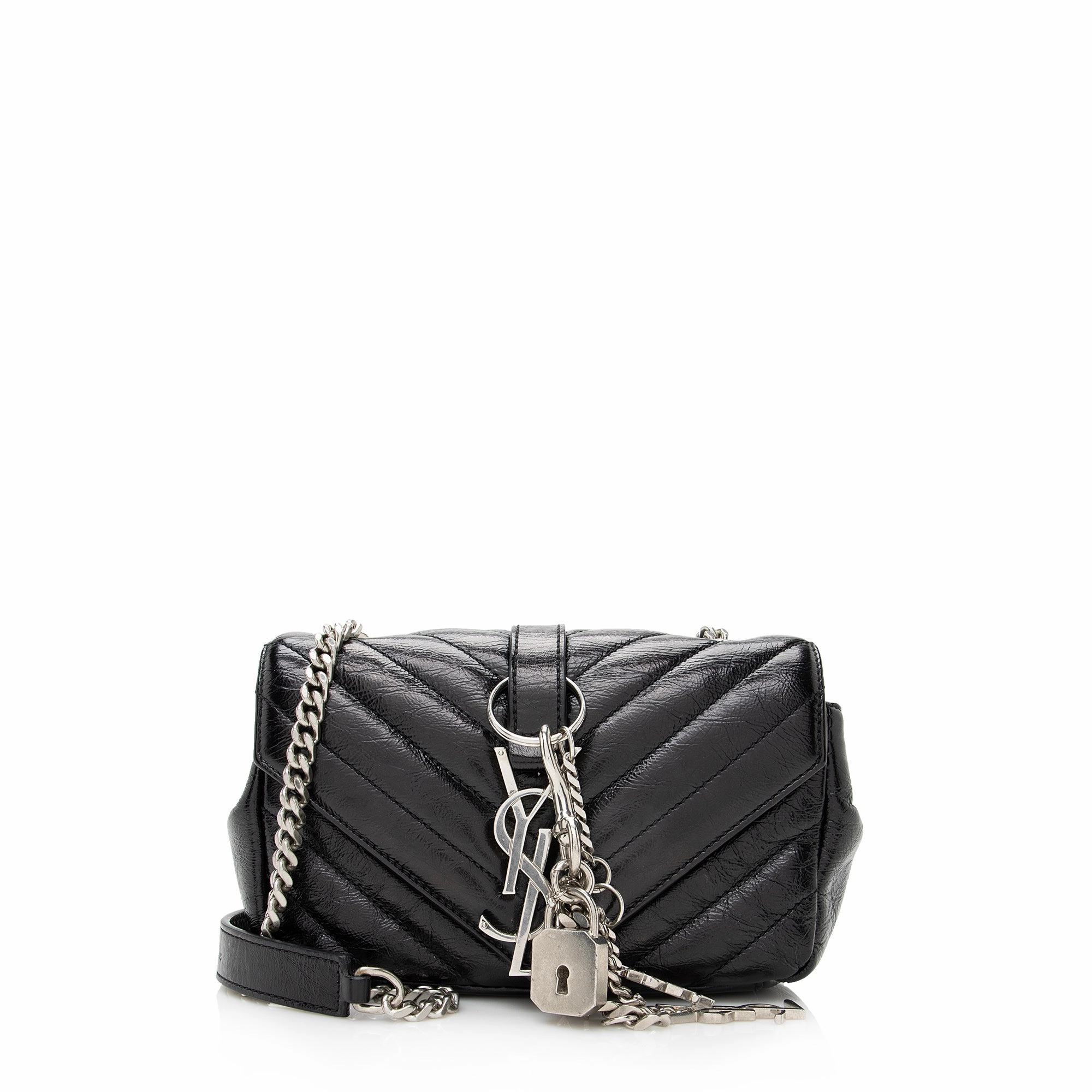 Saint Laurent Matelasse Calfskin Monogram Punk Chain Baby Crossbody Bag (SHF-22834)