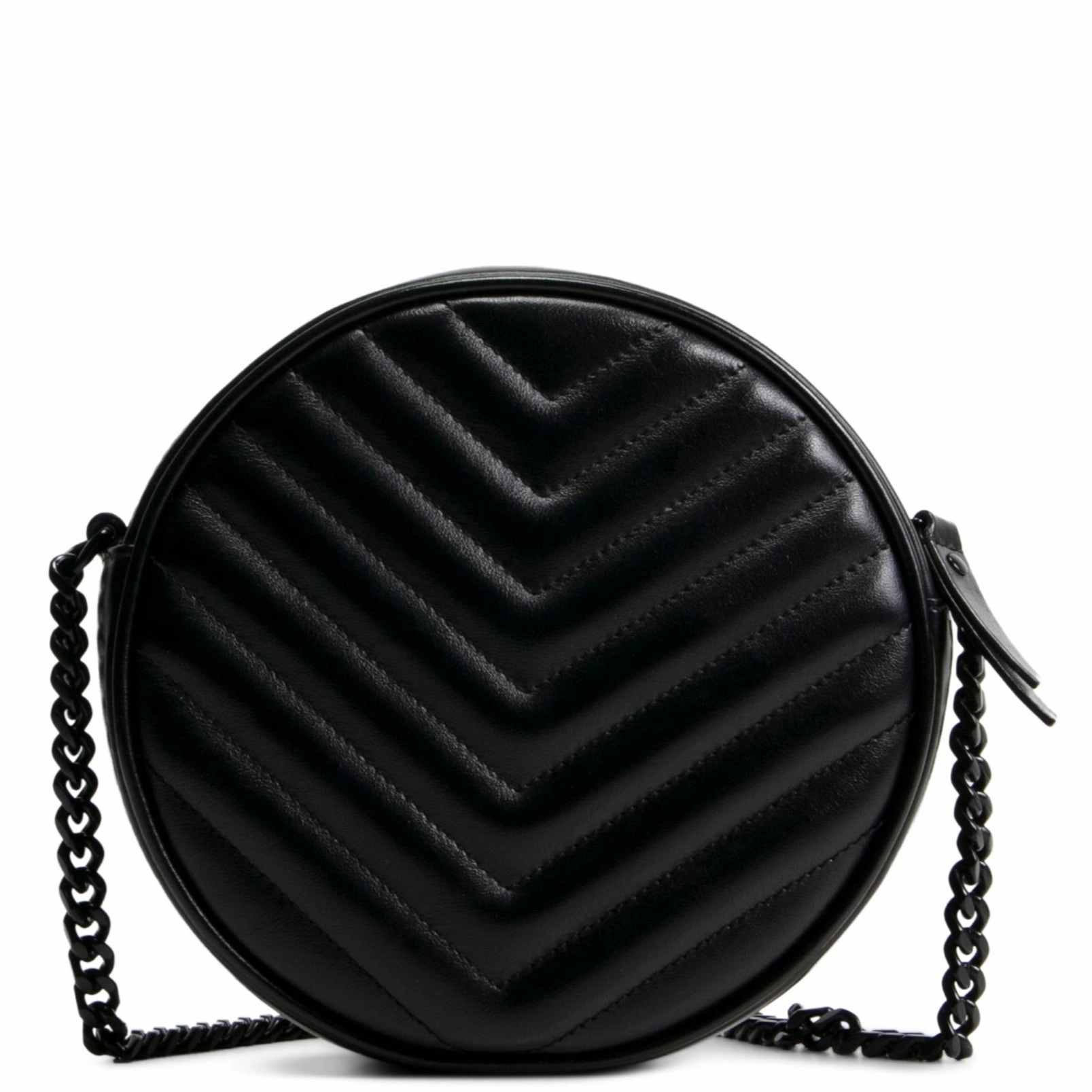 SAINT LAURENT Matelasse Chevron Round Vinyle Bag- Black