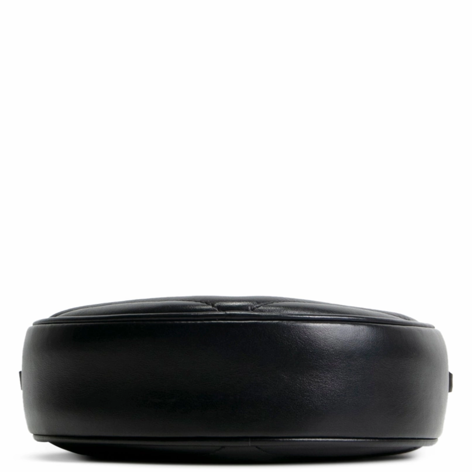 SAINT LAURENT Matelasse Chevron Round Vinyle Bag- Black