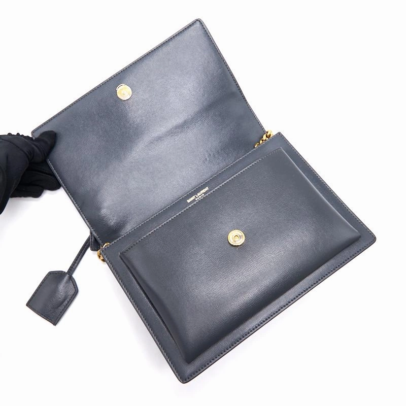 Saint Laurent Sunset Medium Chain Shoulder Bag in Dark Smog Color GHW