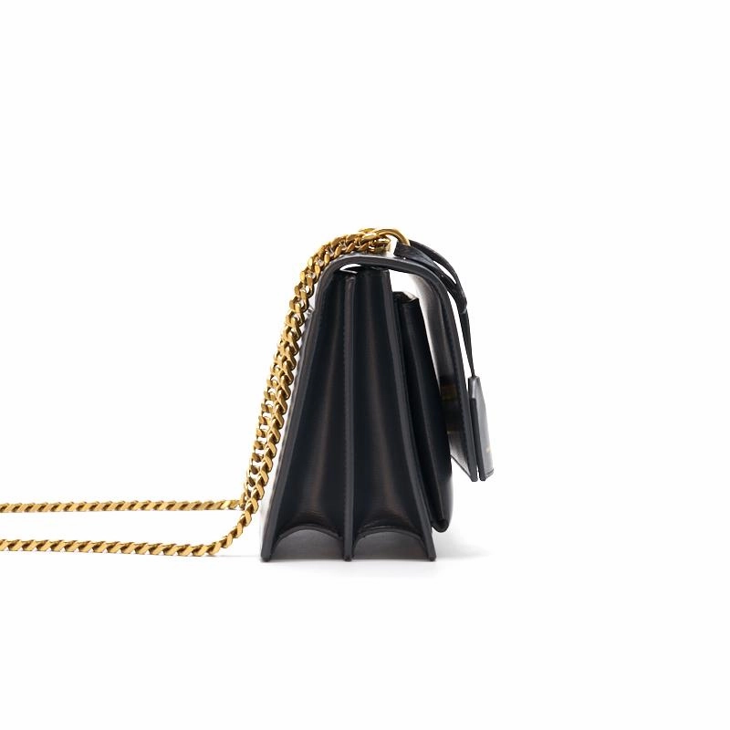Saint Laurent Sunset Medium Chain Shoulder Bag in Dark Smog Color GHW