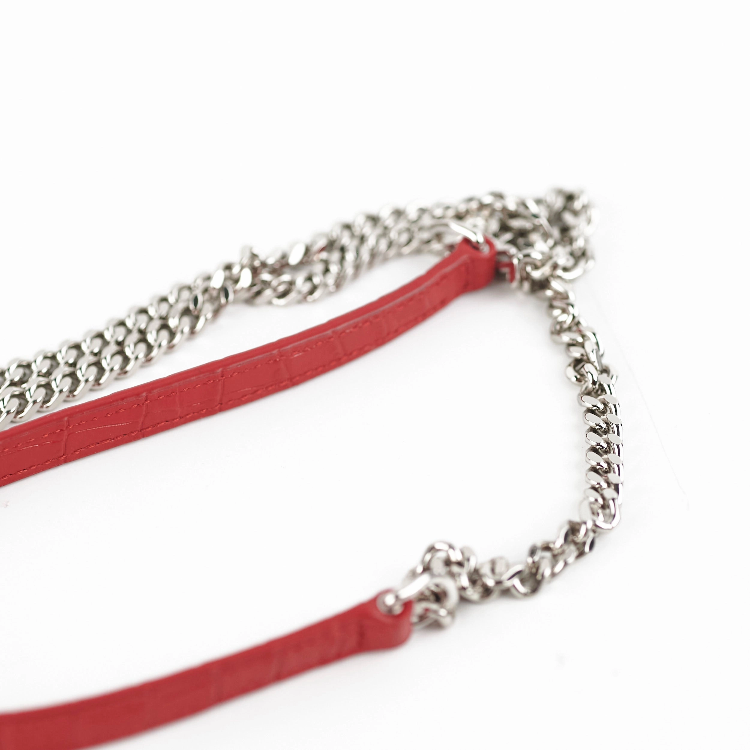 Saint Laurent Sunset On Chain Mini Croc Embossed Red