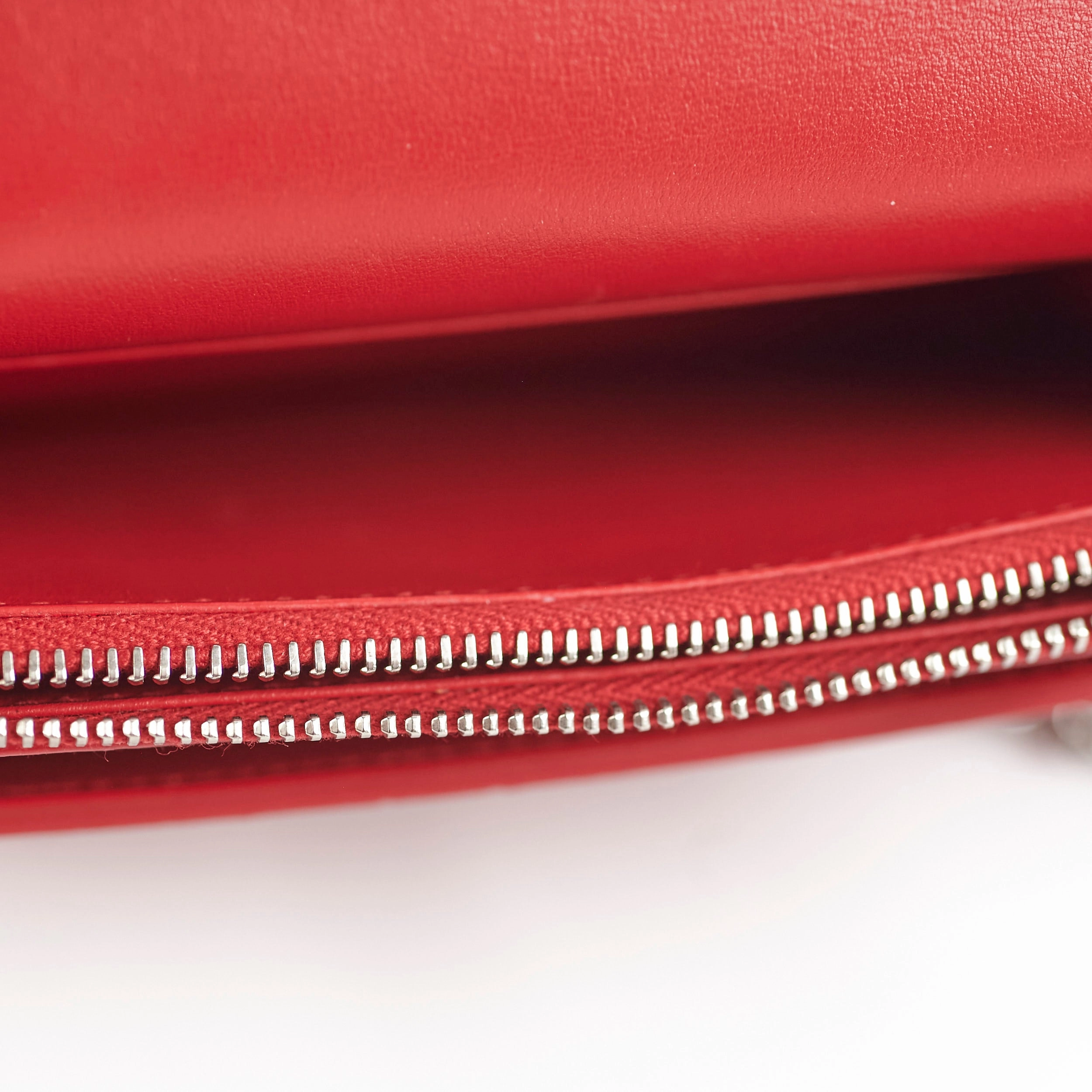 Saint Laurent Sunset On Chain Mini Croc Embossed Red