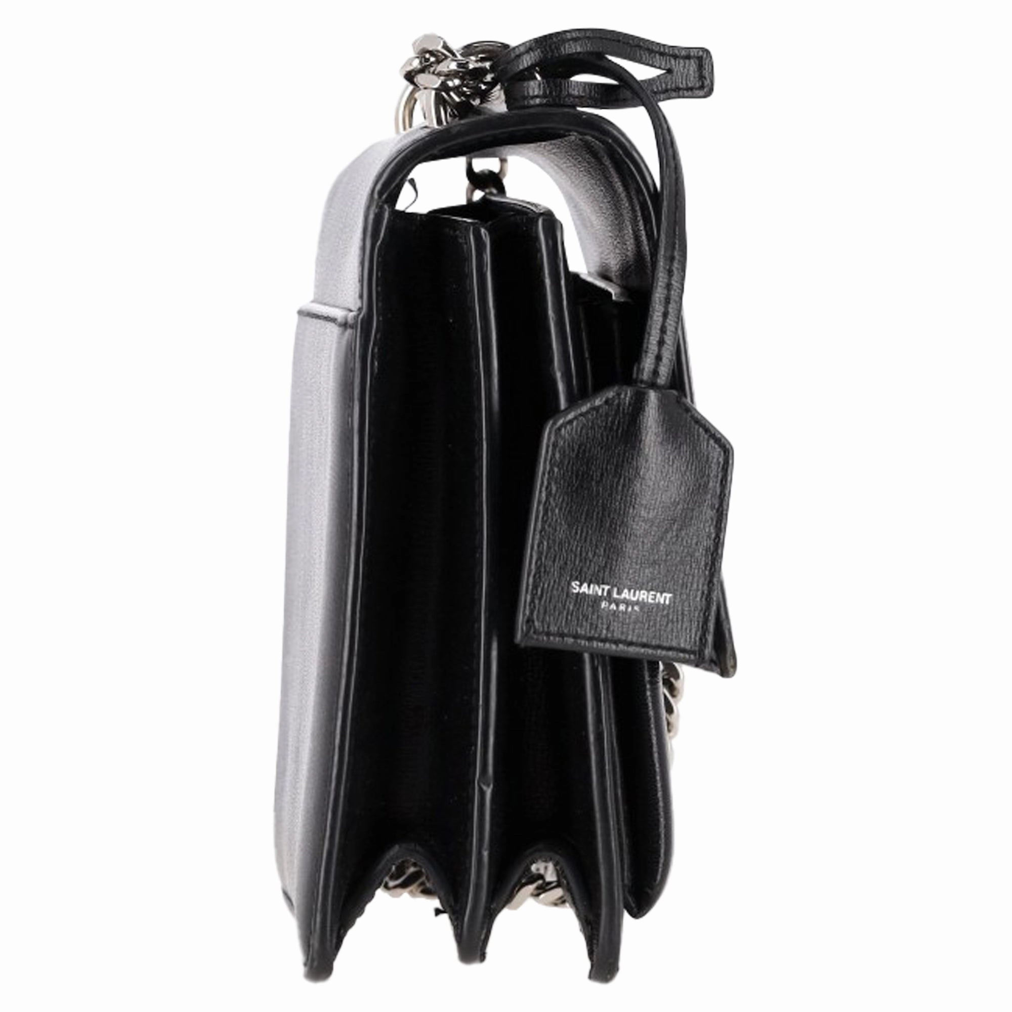 Saint Laurent Sunset Shoulder Bag in Black Calf Leather