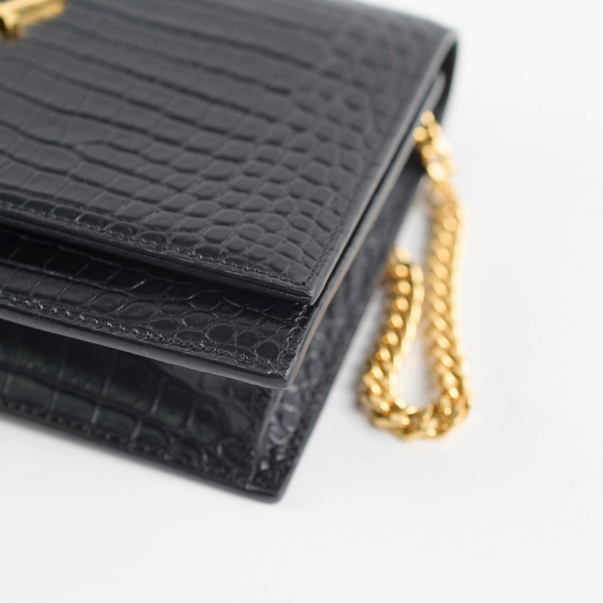 Saint Laurent Tassel Kate Chain Wallet WOC Black