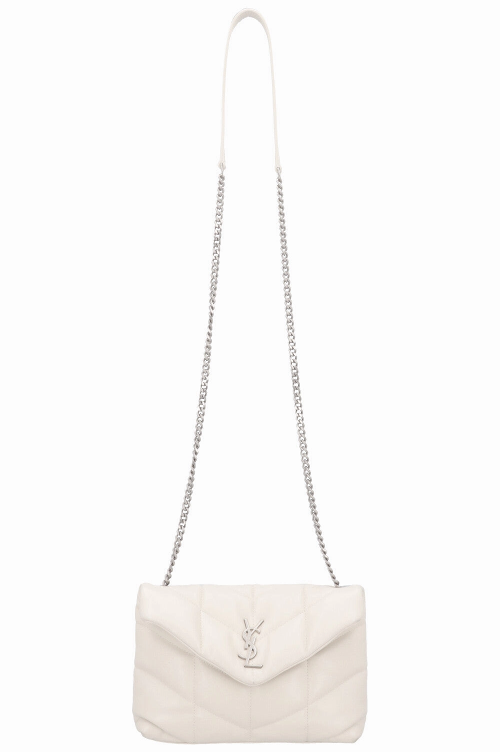 SAINT LAURENT Toy Puffer Crossbody Bag Blanc Vintage