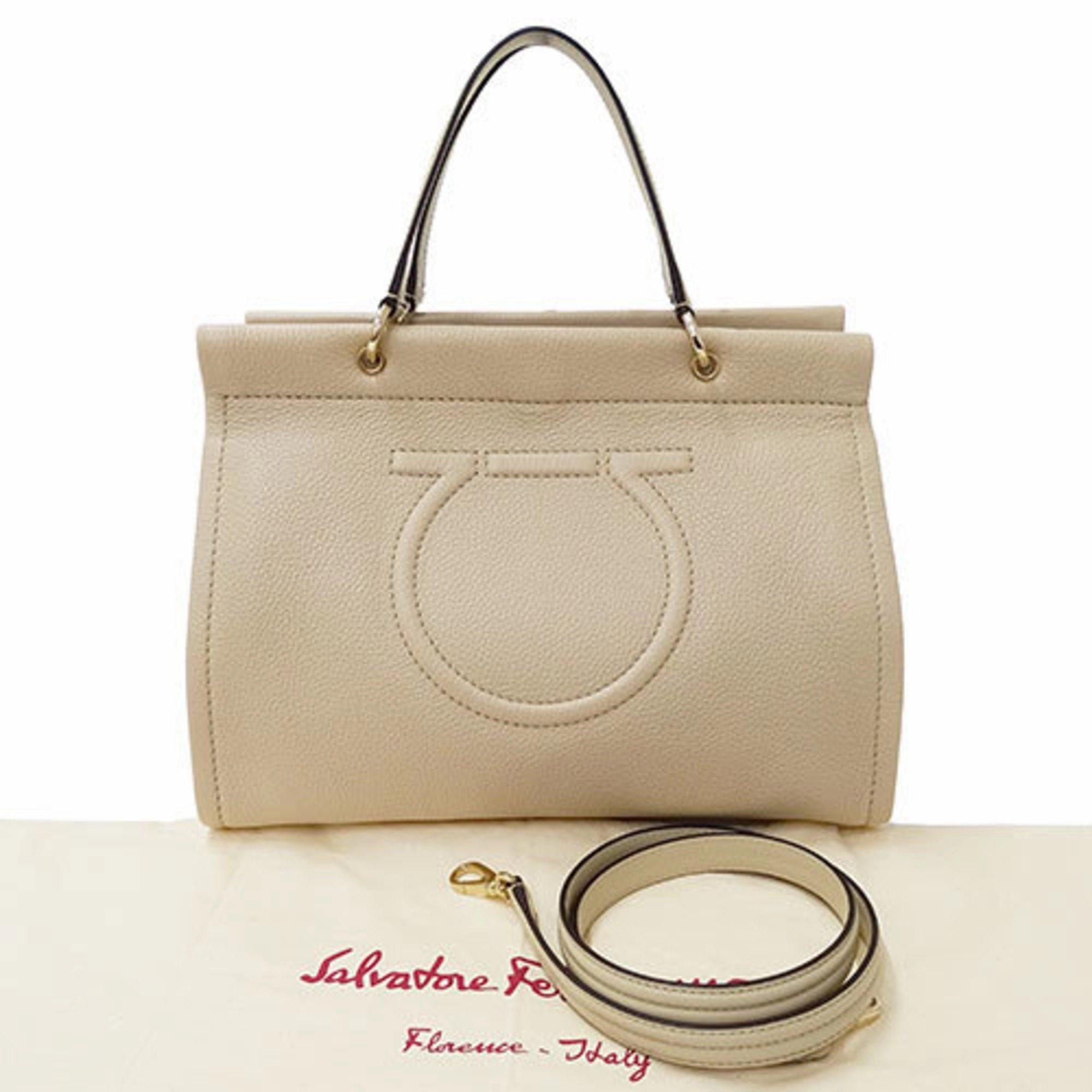 Salvatore Ferragamo Gancini  Leather Handbag Shoulder Bag (Pre-Owned)
