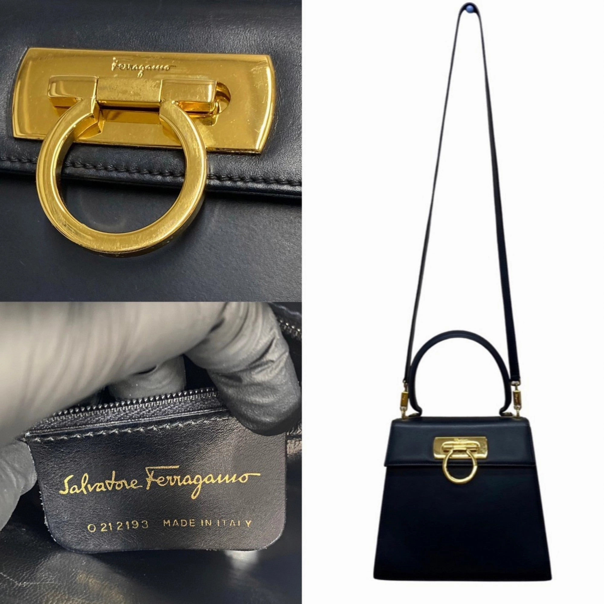 Salvatore Ferragamo Gancini  Leather Shoulder Bag (Pre-Owned)