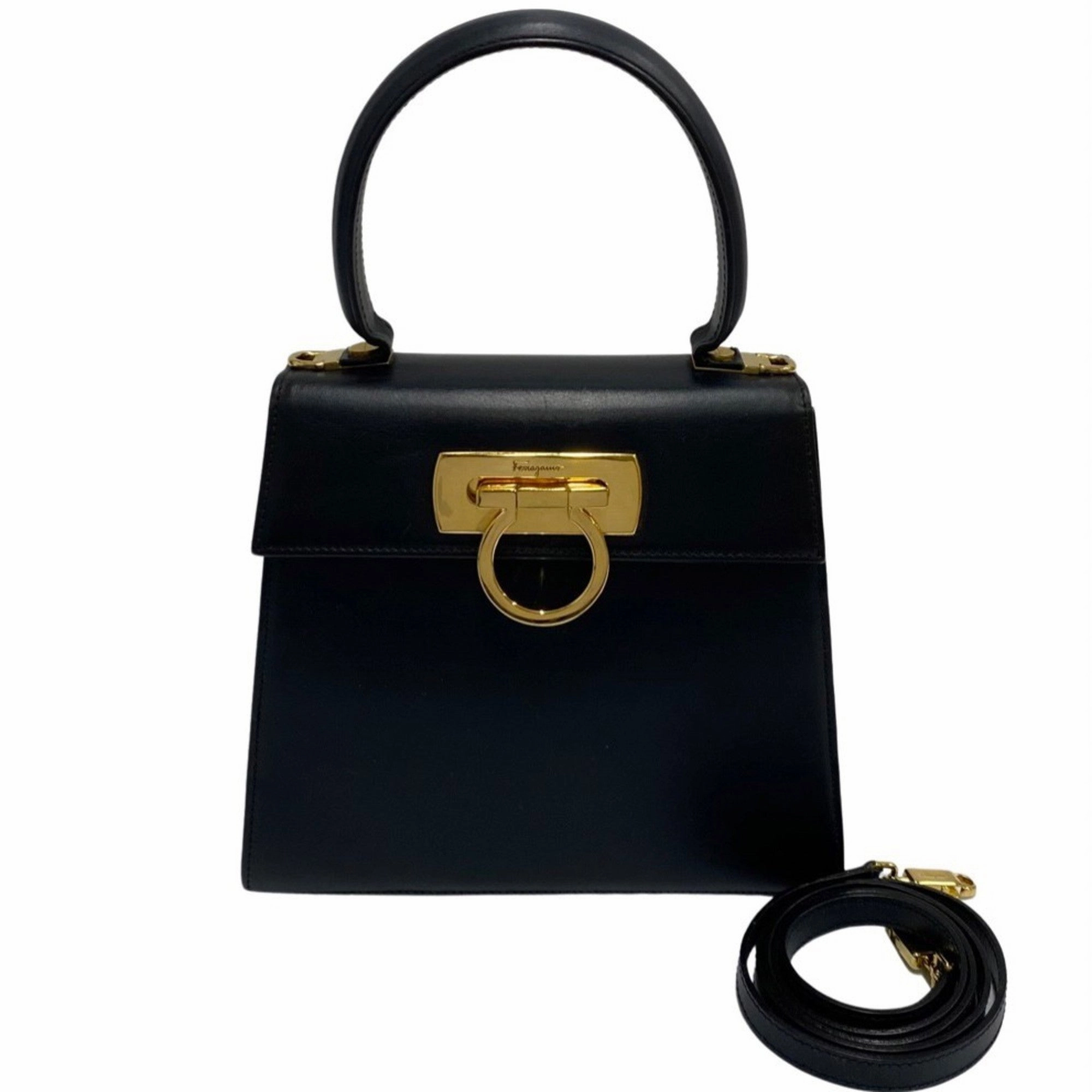 Salvatore Ferragamo Gancini  Leather Shoulder Bag (Pre-Owned)