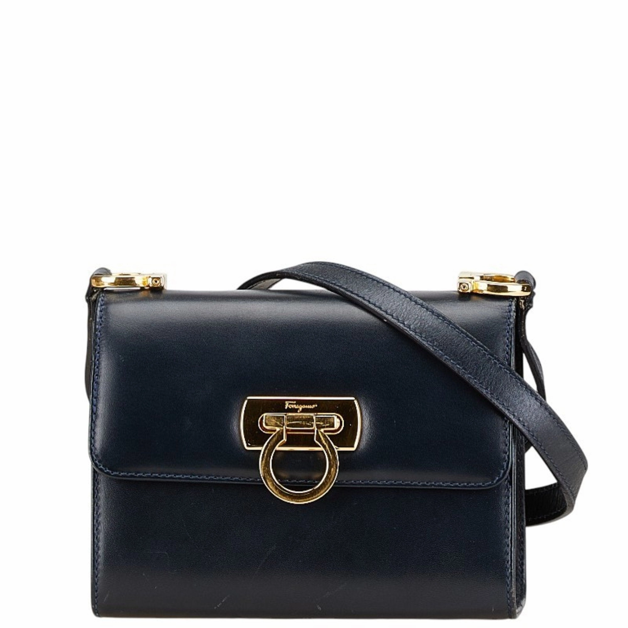 Salvatore Ferragamo Gancini Leather Shoulder Bag (Pre-Owned)