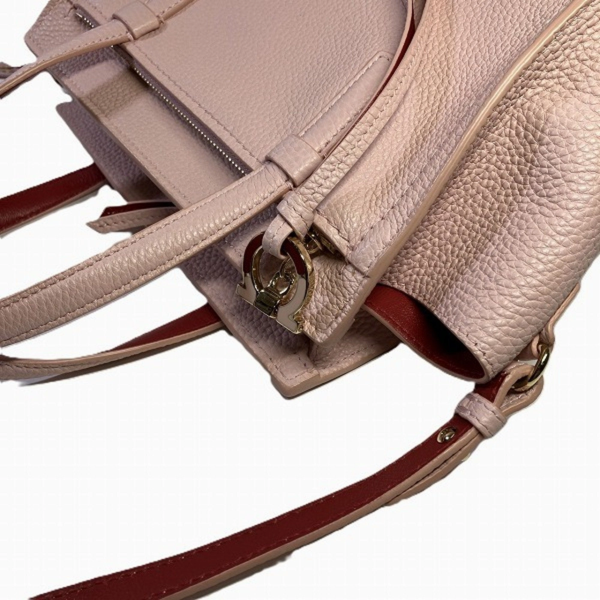 Salvatore Ferragamo pink  Color Leather Handbag Shoulder Bag (Pre-Owned)