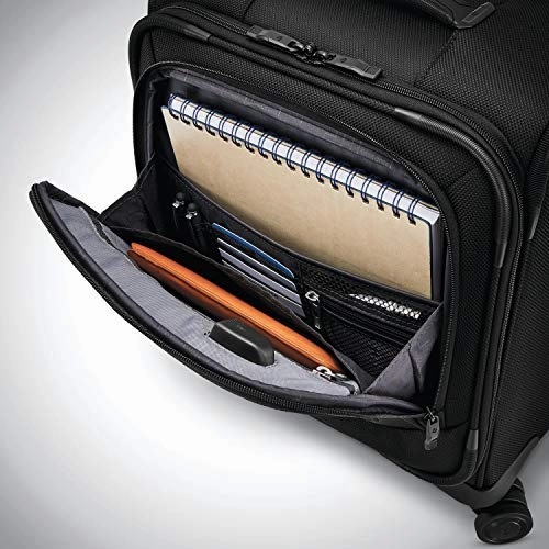 Samsonite Lineate Underseat Carry On Boarding Bag with Spinner Wheels, Obsidian Black