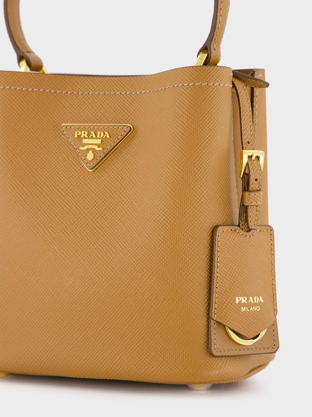 Sand Beige Saffiano Leather Mini Bag