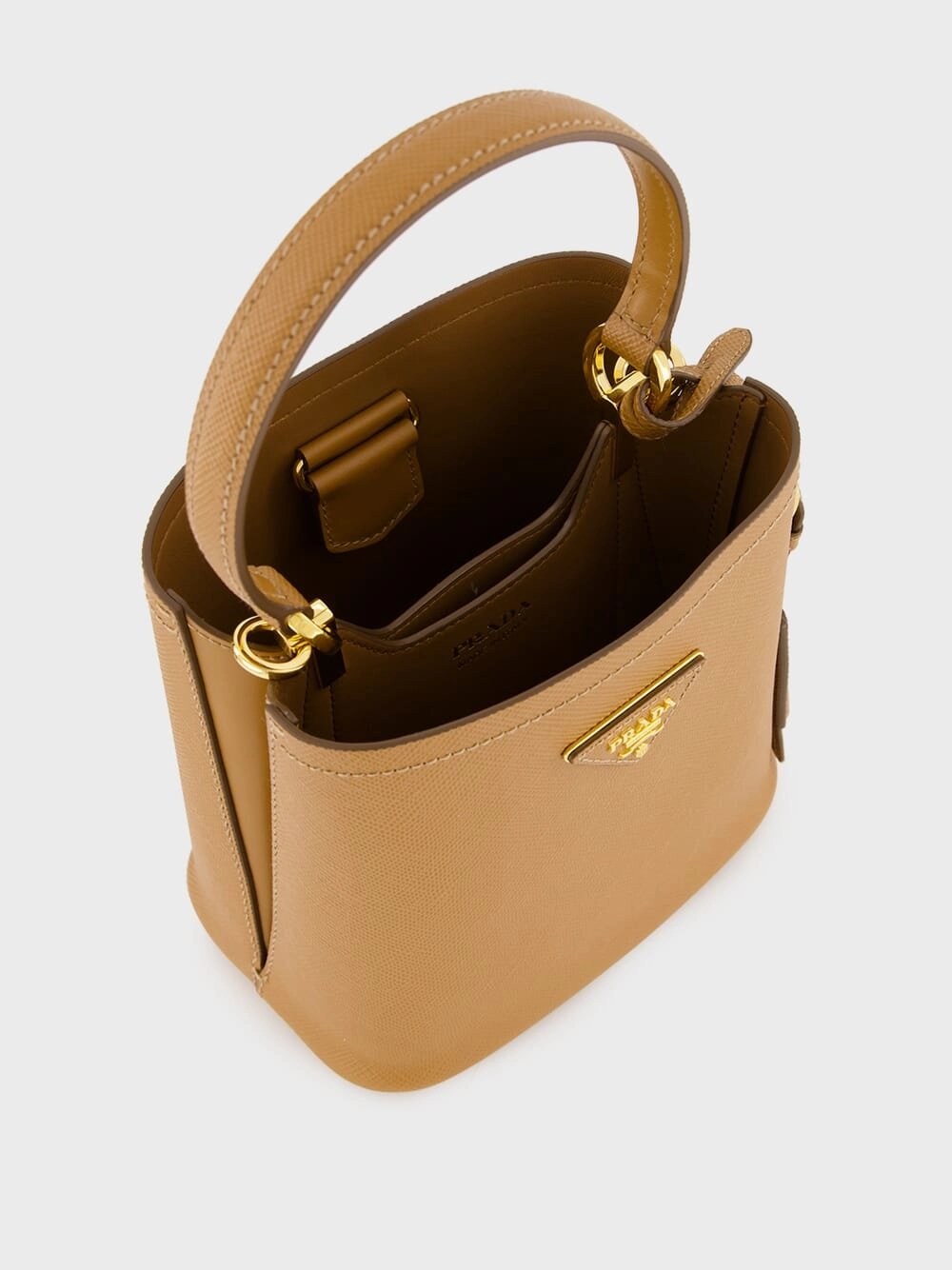 Sand Beige Saffiano Leather Mini Bag