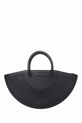 Schiaparelli Black Leather Sun Top Handle Bag