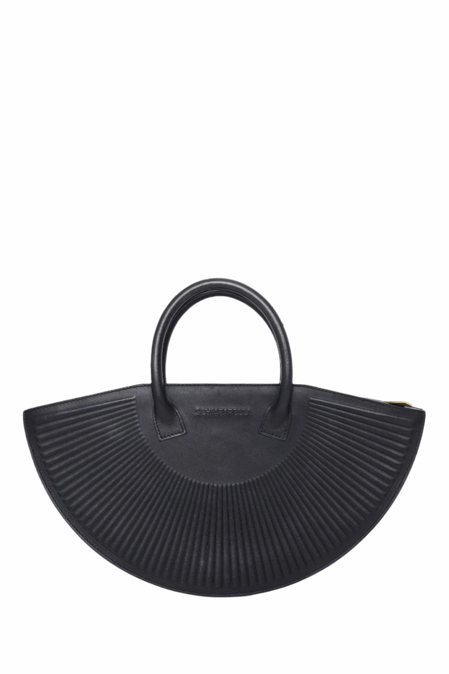 Schiaparelli Black Leather Sun Top Handle Bag