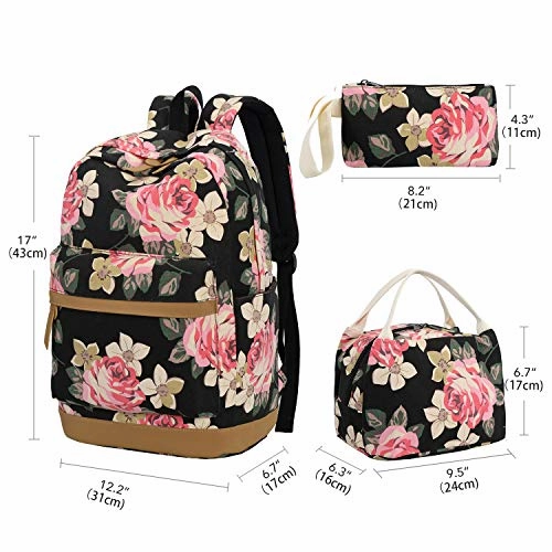 School Backpack Girls Teens Bookbags Set, 15" Women Laptop Bag   Lunch Tote Bag   Clutch