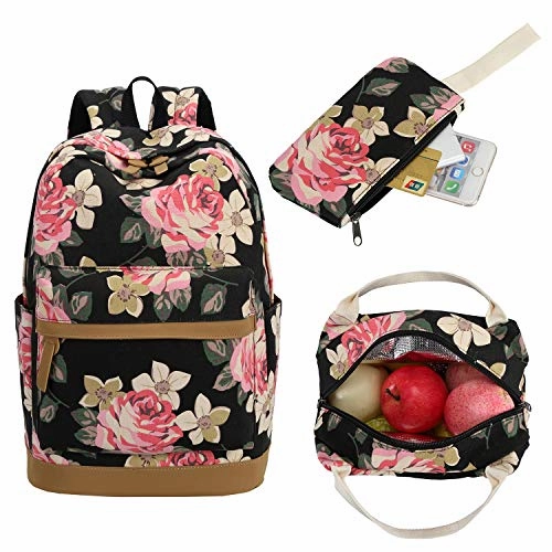 School Backpack Girls Teens Bookbags Set, 15" Women Laptop Bag   Lunch Tote Bag   Clutch