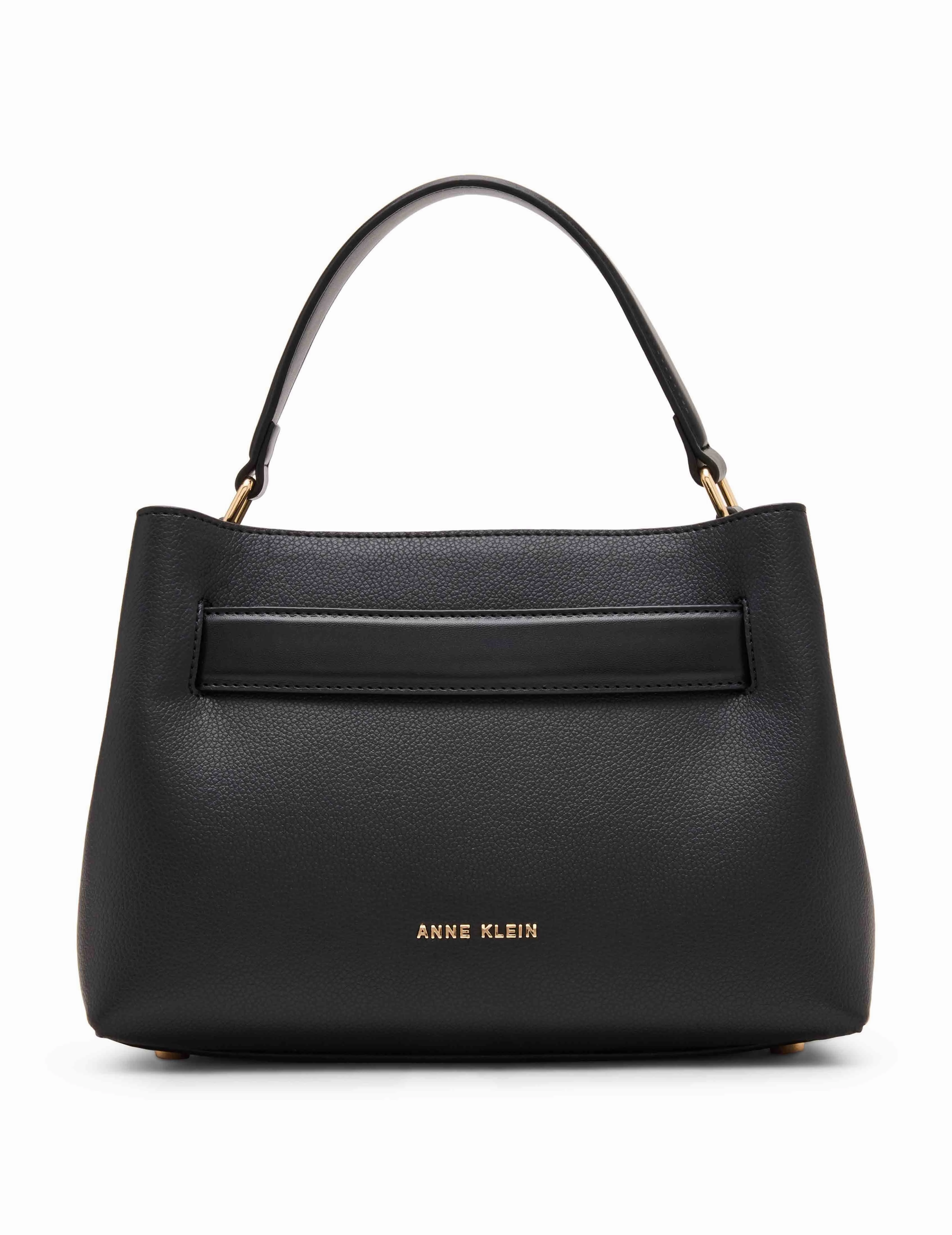 Sculpted Buckle Satchel with Convertible Strap
