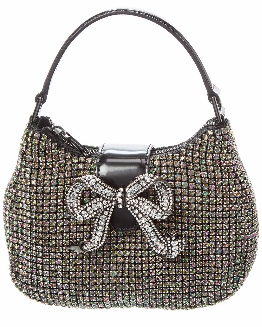 Self-Portrait Rhinestone Chainmail Leather Crescent Bag
