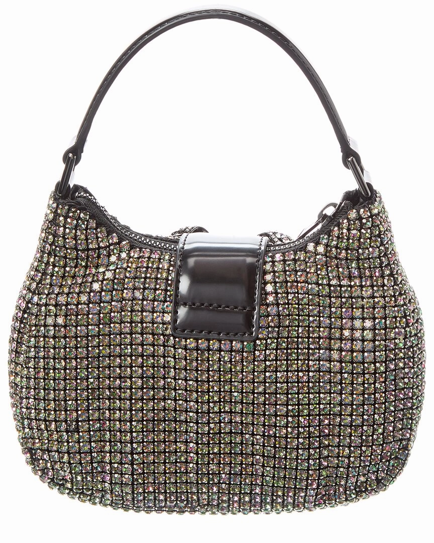 Self-Portrait Rhinestone Chainmail Leather Crescent Bag