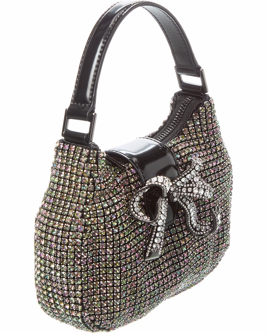 Self-Portrait Rhinestone Chainmail Leather Crescent Bag