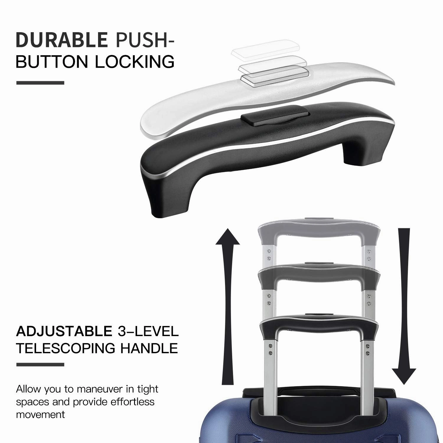 SHOWKOO Luggage Sets Expandable PC ABS Durable Suitcase Double Wheels TSA Lock Blue