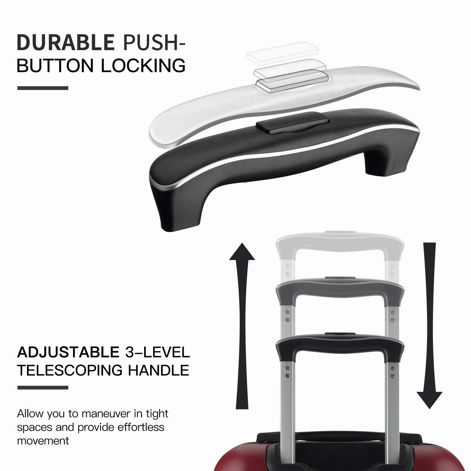 SHOWKOO Luggage Sets Expandable PC ABS Durable Suitcase Double Wheels TSA Lock Red Wine