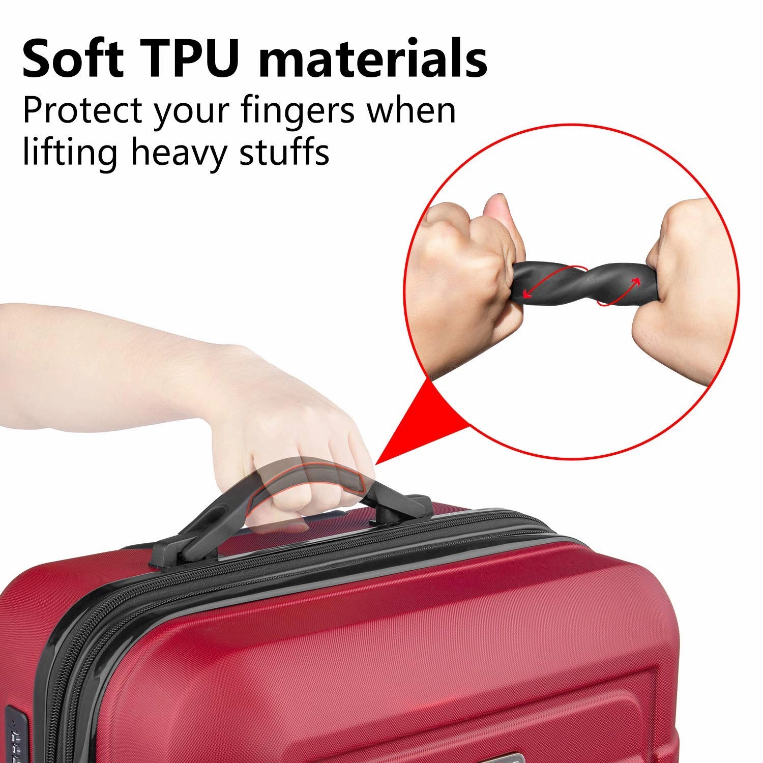 SHOWKOO Luggage Sets Expandable PC ABS Durable Suitcase Double Wheels TSA Lock Red Wine