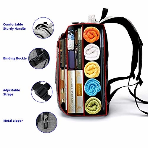 SHRRADOO Anti Theft Laptop Backpack Travel Backpacks Bookbag with usb Charging Port for Women & Men School College Students Backpack Fits 15.6 Inch Laptop Grey