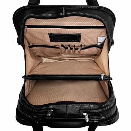 Siamod Pastenello 45315 Black Leather Vertical Detachable-Wheeled Laptop Case
