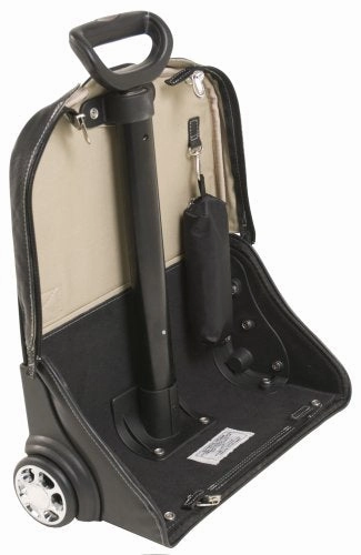 Siamod Pastenello 45315 Black Leather Vertical Detachable-Wheeled Laptop Case