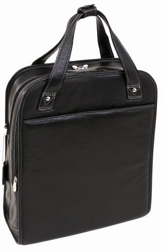 Siamod Pastenello 45315 Black Leather Vertical Detachable-Wheeled Laptop Case