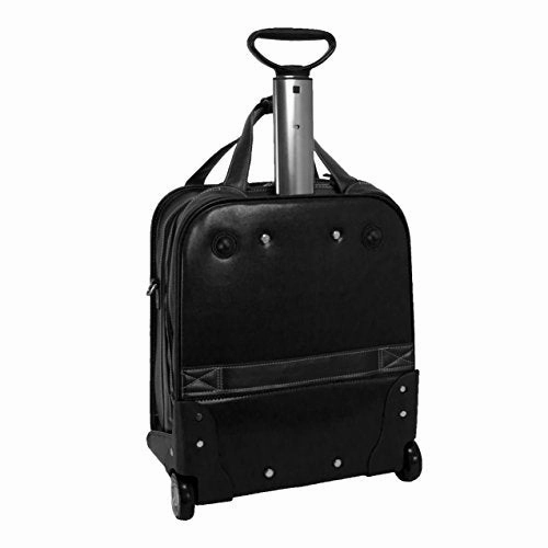 Siamod Pastenello 45315 Black Leather Vertical Detachable-Wheeled Laptop Case