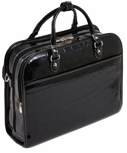 Siamod San Martino 35305 Black Leather Ladies Detachable-Wheeled Laptop Case