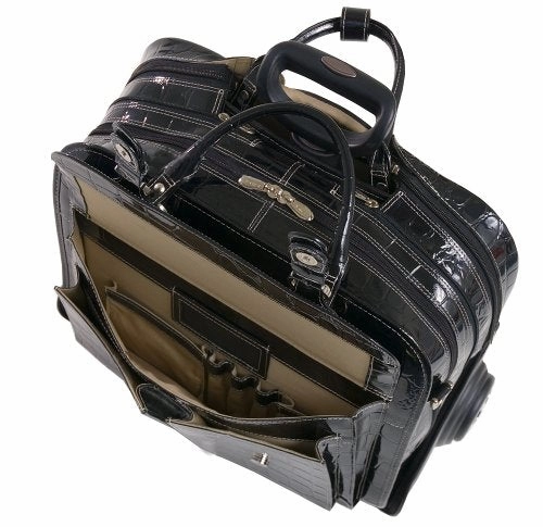 Siamod San Martino 35305 Black Leather Ladies Detachable-Wheeled Laptop Case