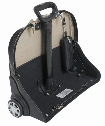 Siamod San Martino 35305 Black Leather Ladies Detachable-Wheeled Laptop Case
