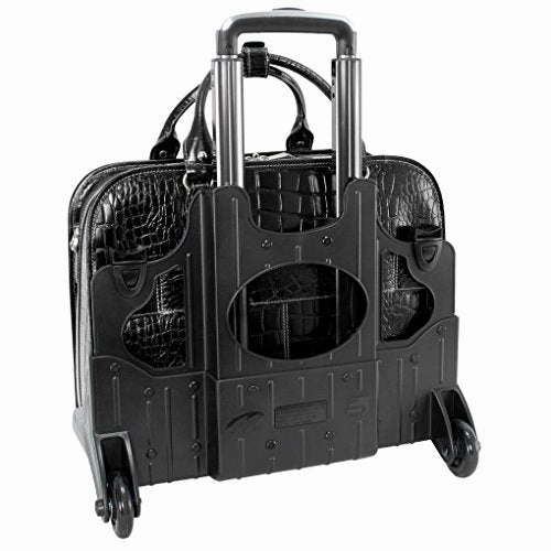 Siamod San Martino 35305 Black Leather Ladies Detachable-Wheeled Laptop Case